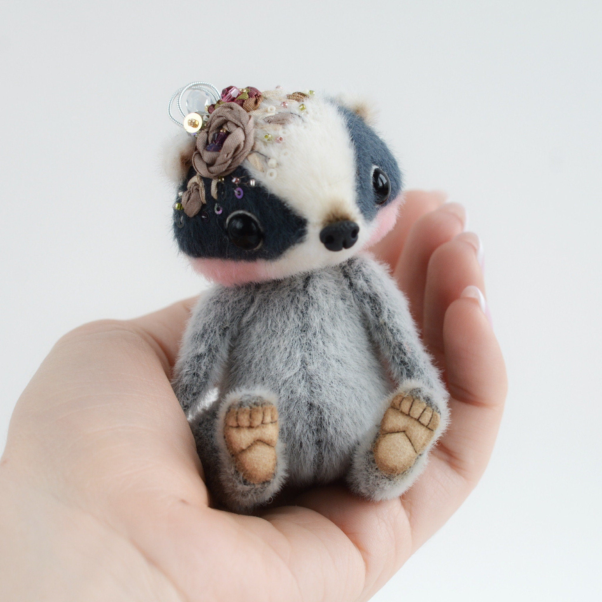 Badger - Sewing Pattern Step-by-step Miniature jointed toy how to make teddy, diy stuffed toy, digital e-pattern PDF, download instructions