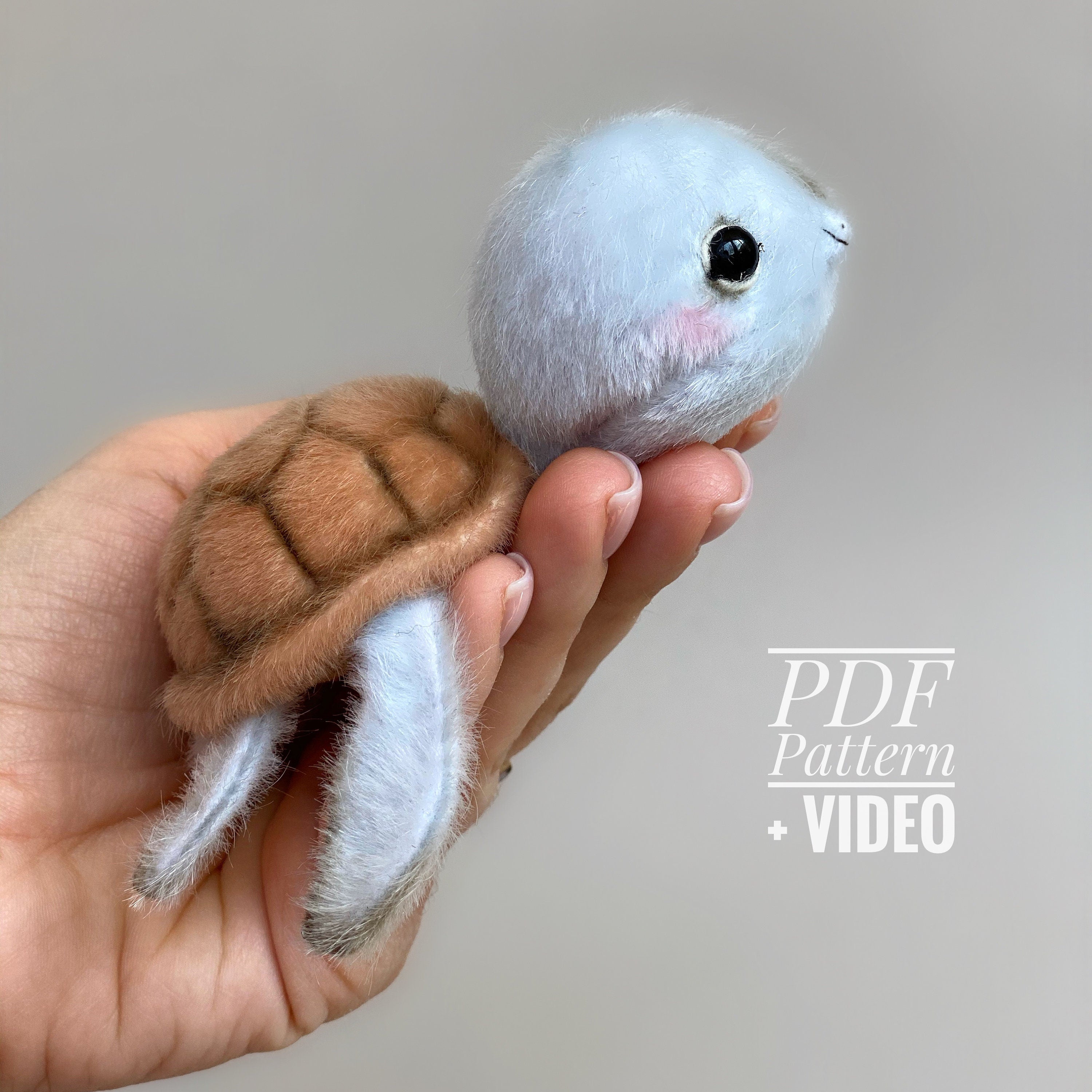 Turtle tortoise PDF sewing pattern Video tutorial DIY stuffed toy pattern DIY toy kids toy pattern easy to sew for beginners TSminibears