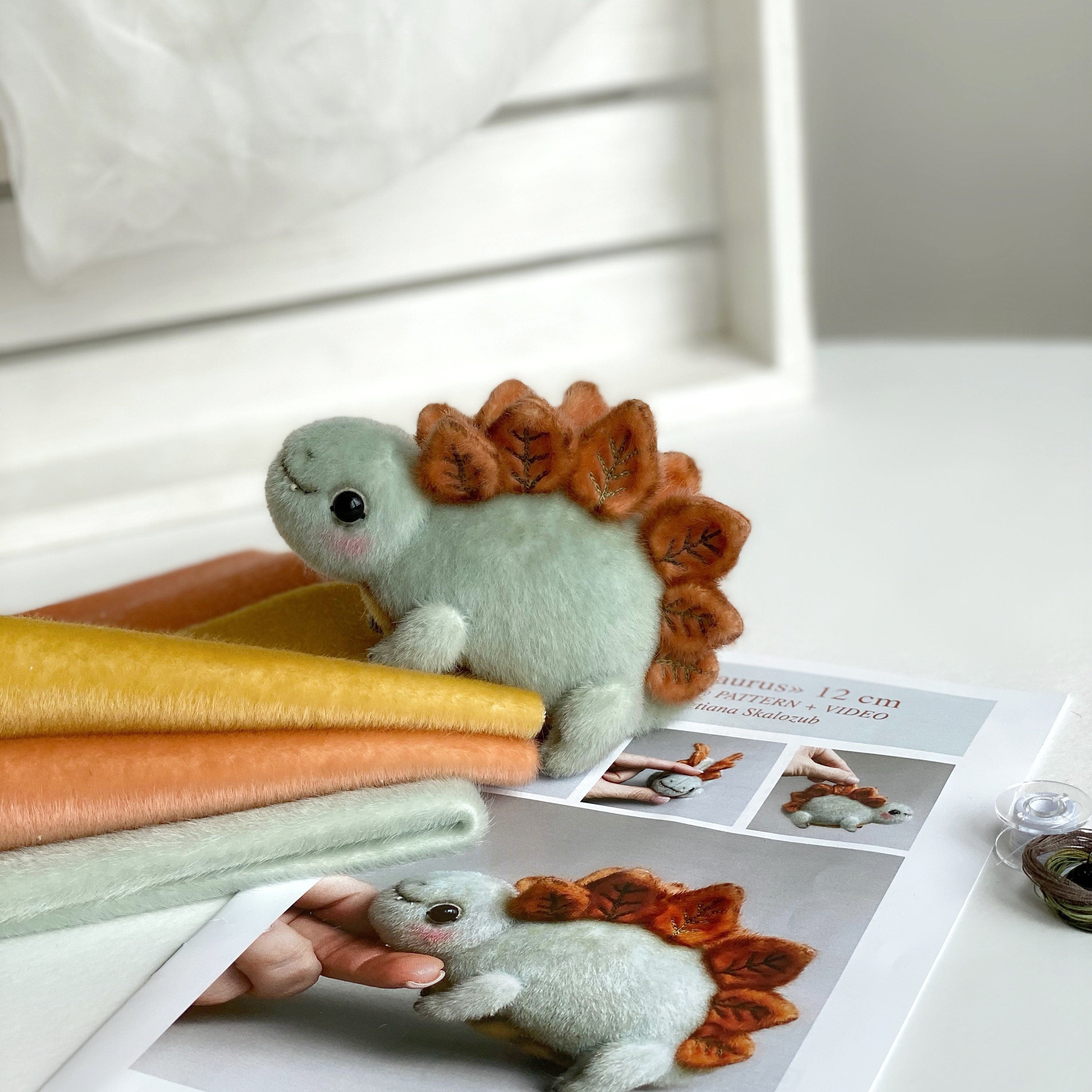 Stegosaurus - Sewing KIT, sew your own toy, Video tutorial DIY stuffed toy pattern,
