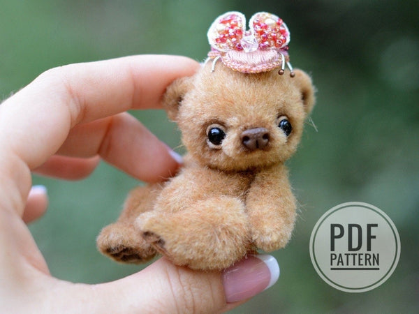 Sewing PATTERN PDF miniature teddy bear, by Tatiana Scalozub, how to make teddy bear step by step,  diy miniature teddy bear