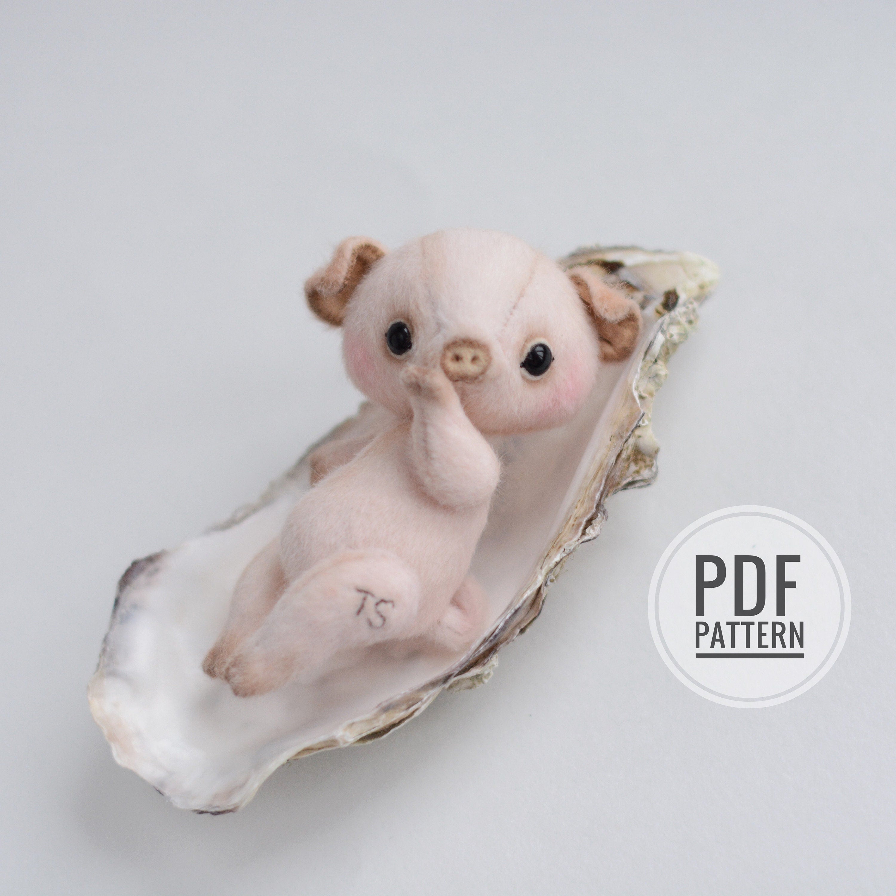 Sewing Pattern Workshop Tutorial Step-by-step Miniature Pig Piglet Piggy how to make teddy, diy stuffed toy