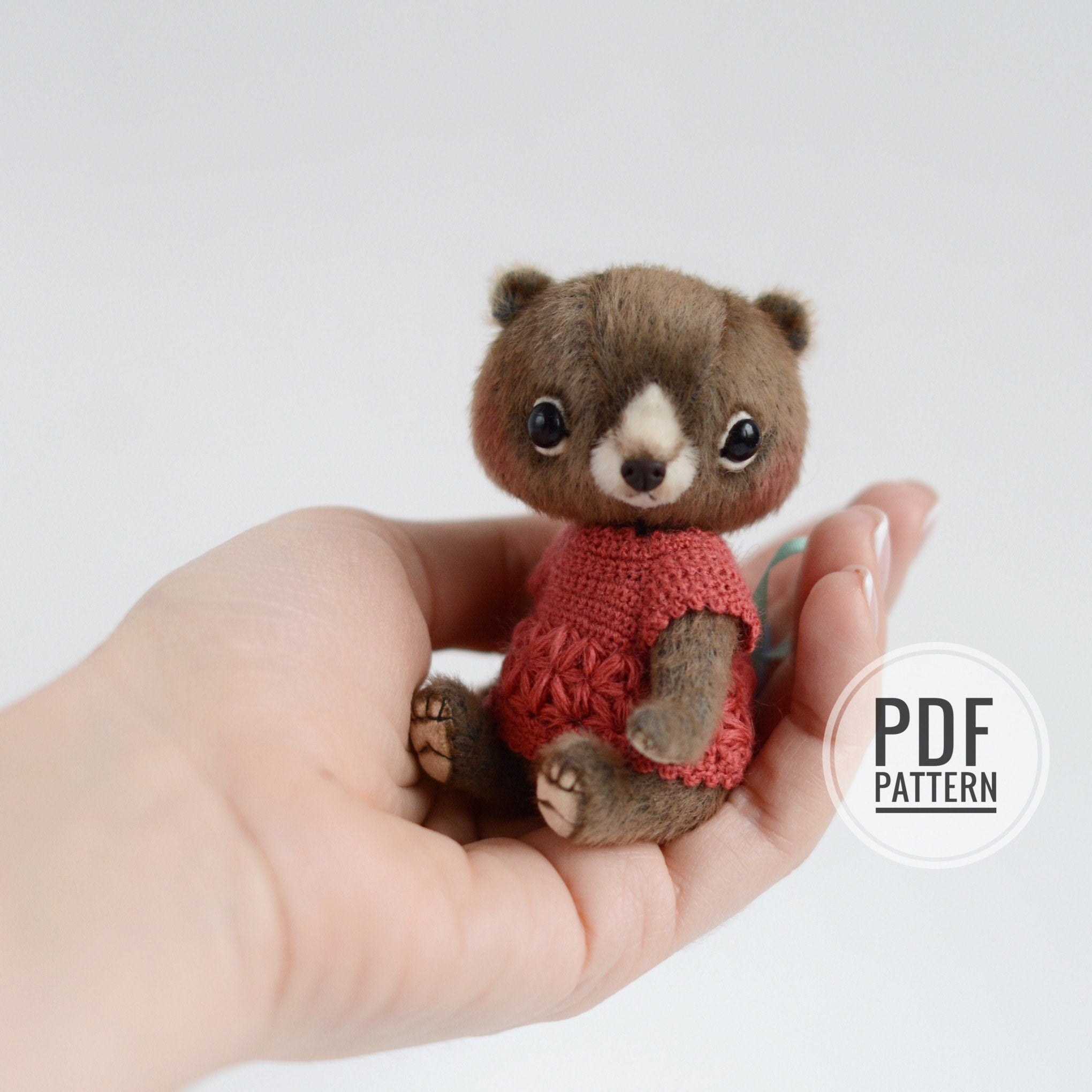 Miniature Teddy Bear PATTERN PDF text instructions, easy teddy bear pattern for beginners, how to sew traditional bear