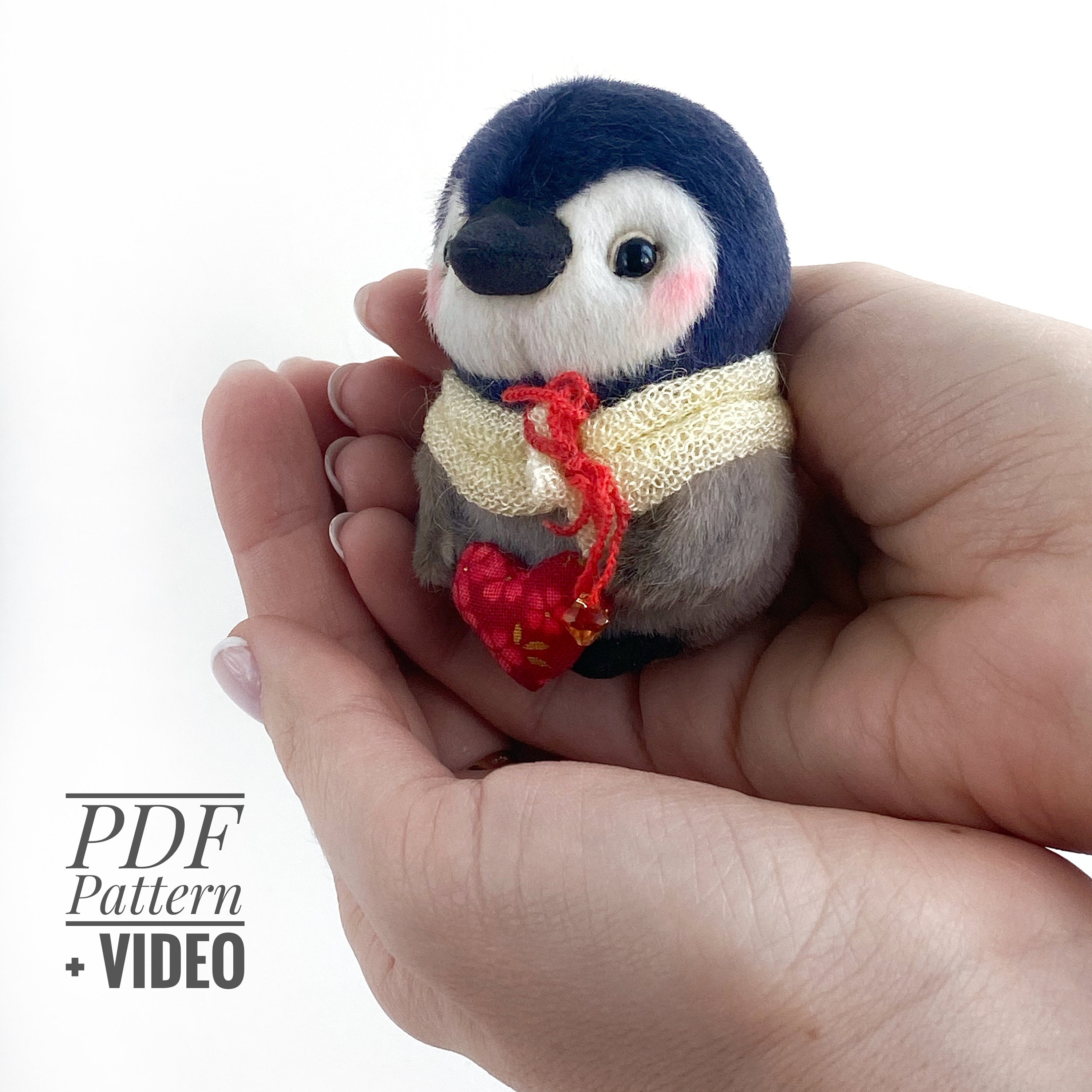 Penguin PDF sewing pattern Video tutorial DIY stuffed toy pattern DIY penguin toy kids toy pattern easy to sew for beginners TSminibears