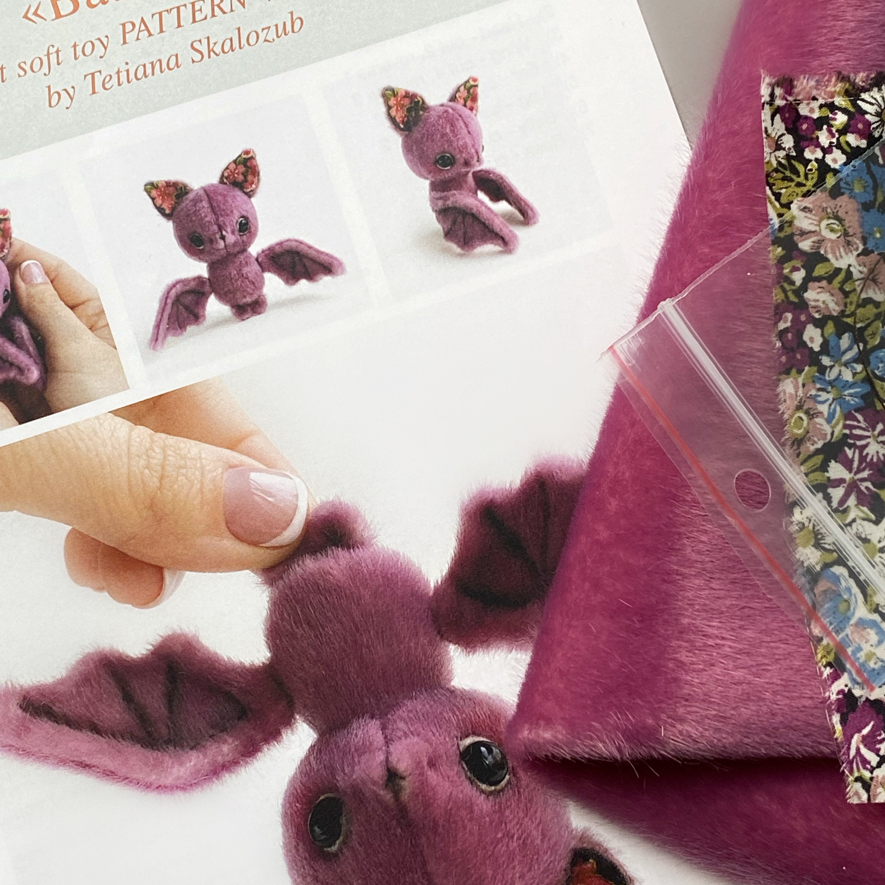 Bat - Sewing KIT, artist pattern, stuffed toy bat, cute bat tutorials, soft toy diy stuffed animal pattern craft kit for adults Bestseller