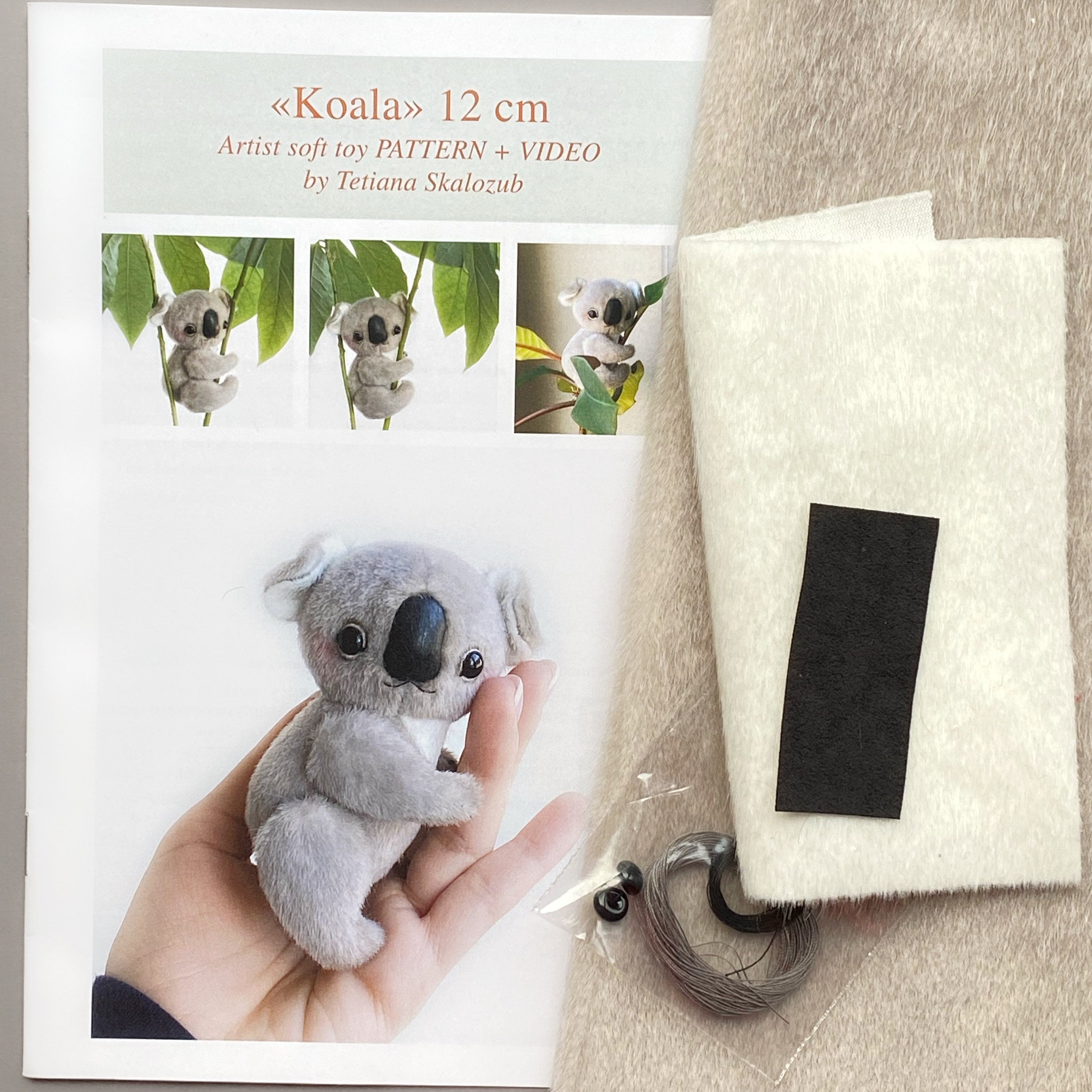 Koala - Sewing KIT,  artist pattern koala, craft kit koala, cute koala tutorials, soft toy diy, stuffed animal pattern, craft kit adults