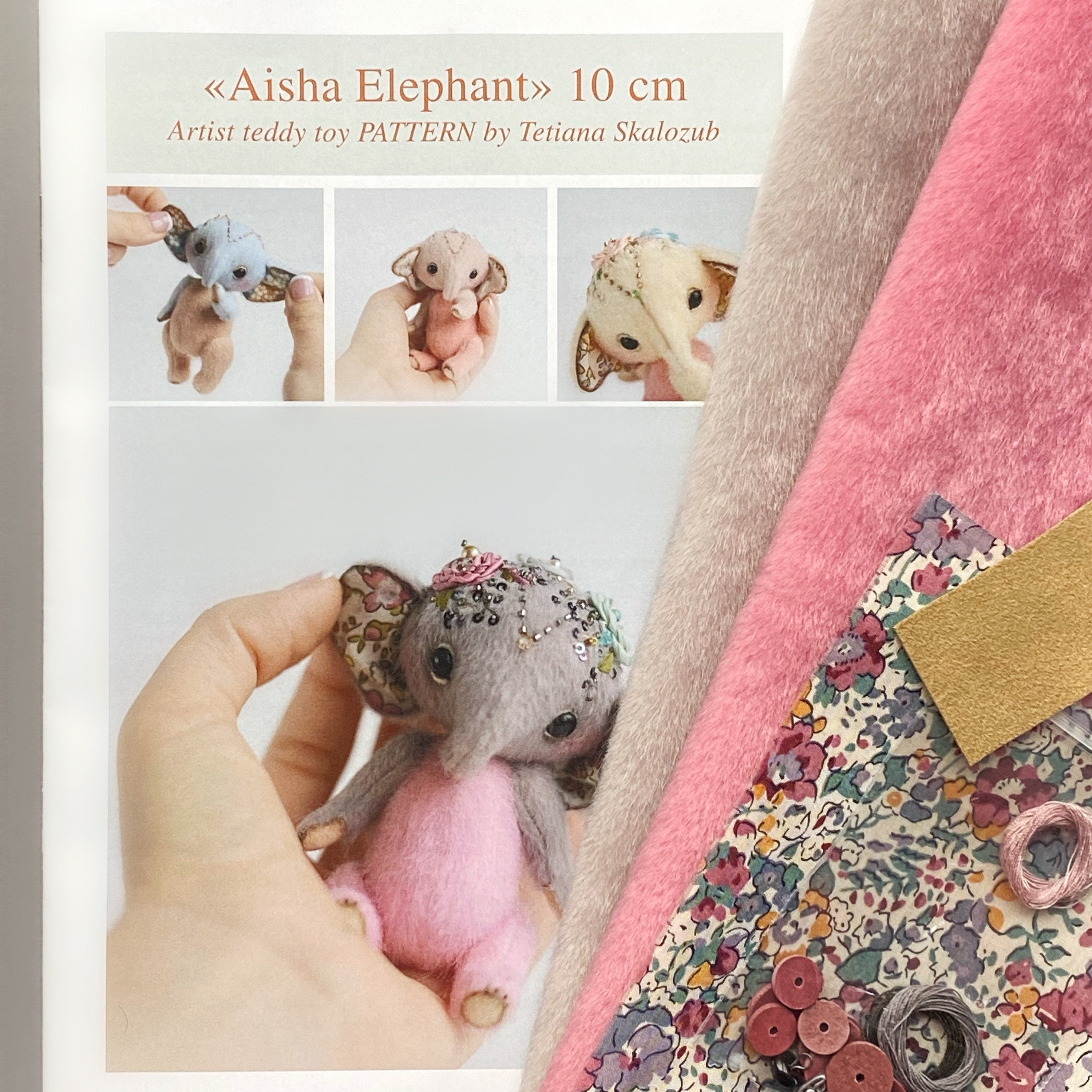 Elephant Aisha - Sewing KIT, stuffed toy craft kit, diy elephant teddy, cute toy tutorials, soft toy diy, stuffed animal pattern