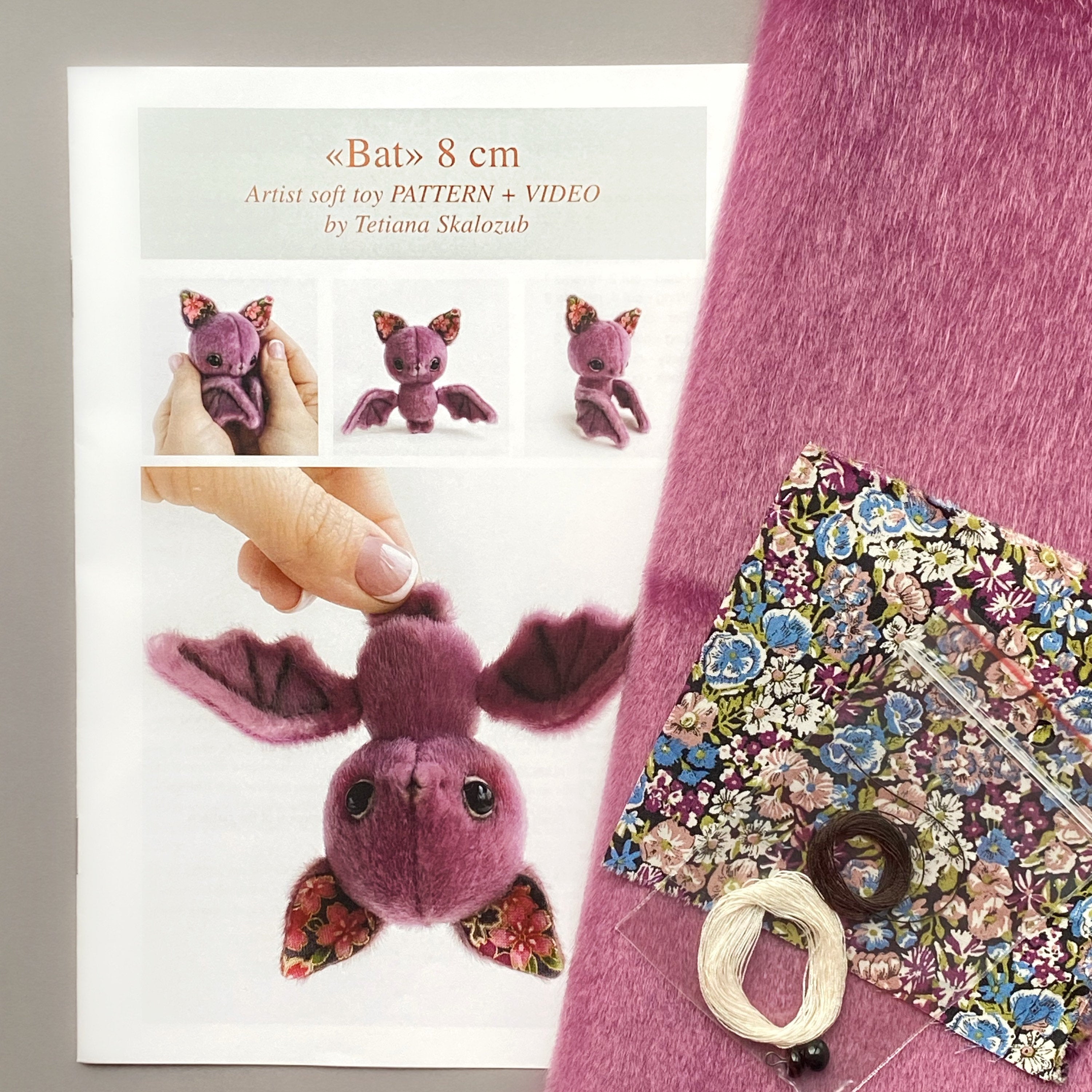 Bat - Sewing KIT, artist pattern, stuffed toy bat, cute bat tutorials, soft toy diy stuffed animal pattern craft kit for adults Bestseller