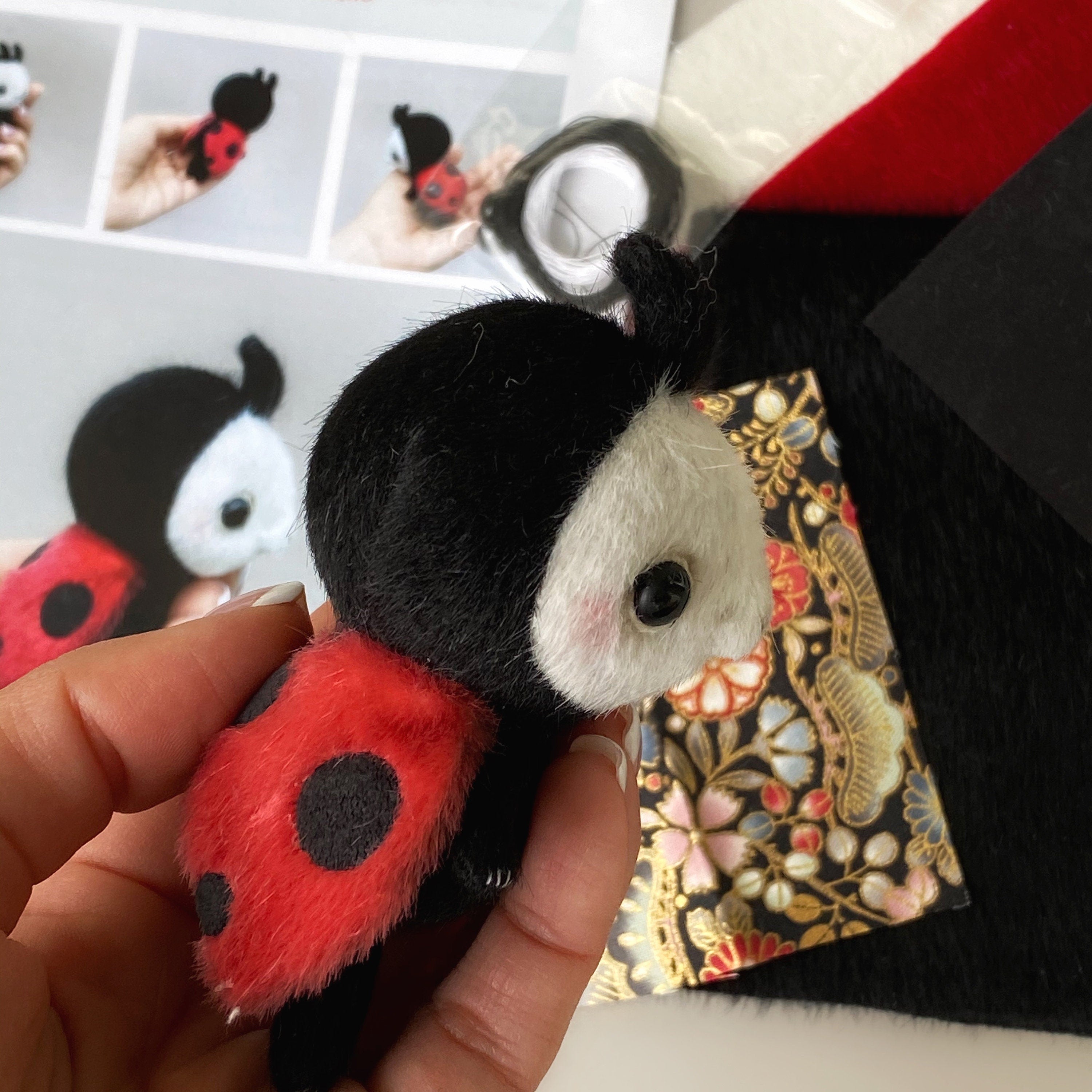 Lady bug - Sewing KIT, ladybird pattern, stuffed toy lady bug, lady bird tutorials, stuffed animal pattern, craft kit for adults TSminibears
