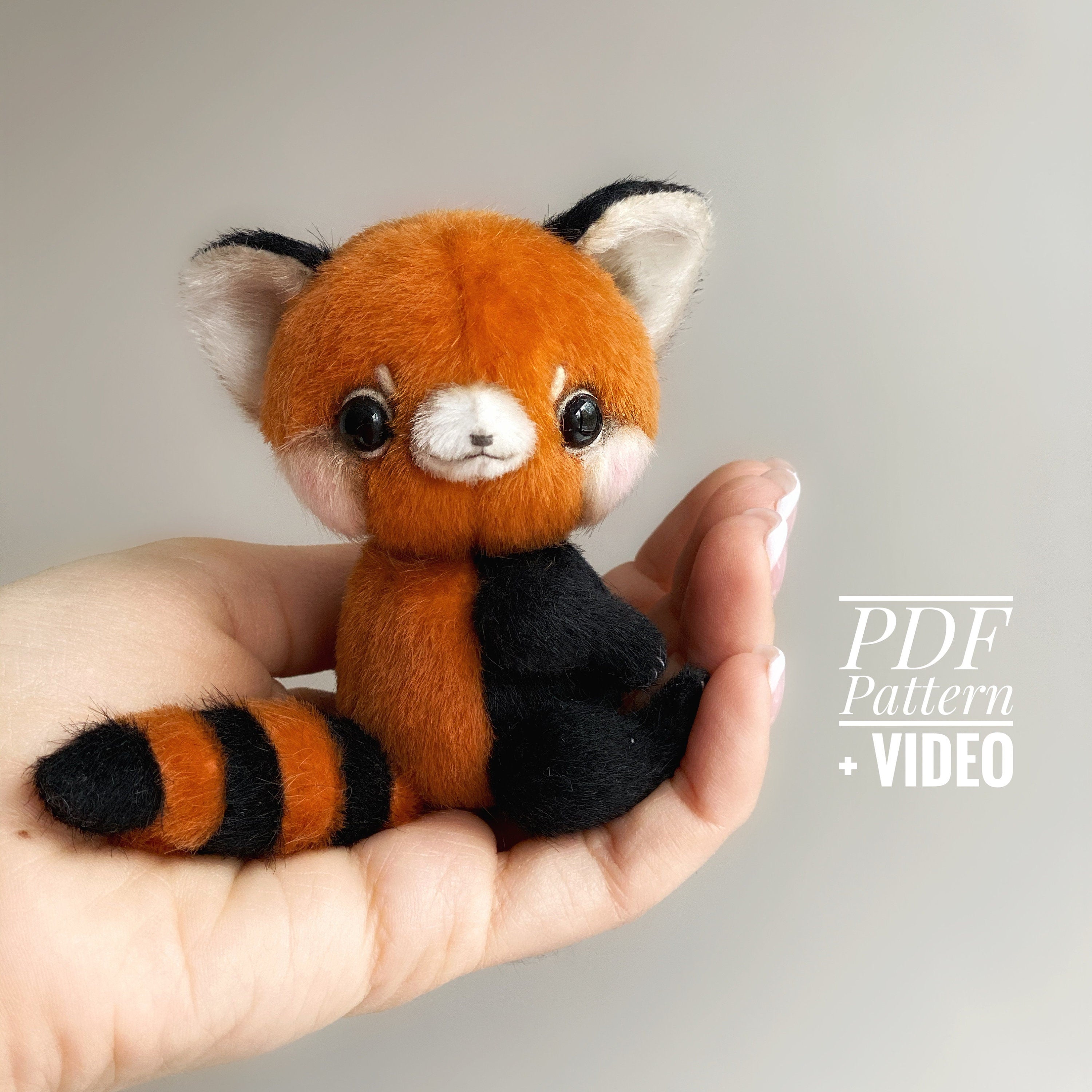Red Panda PDF sewing pattern, Video tutorial, DIY stuffed toy pattern DIY toy, instant download pattern, softie red pattern by TSminibears