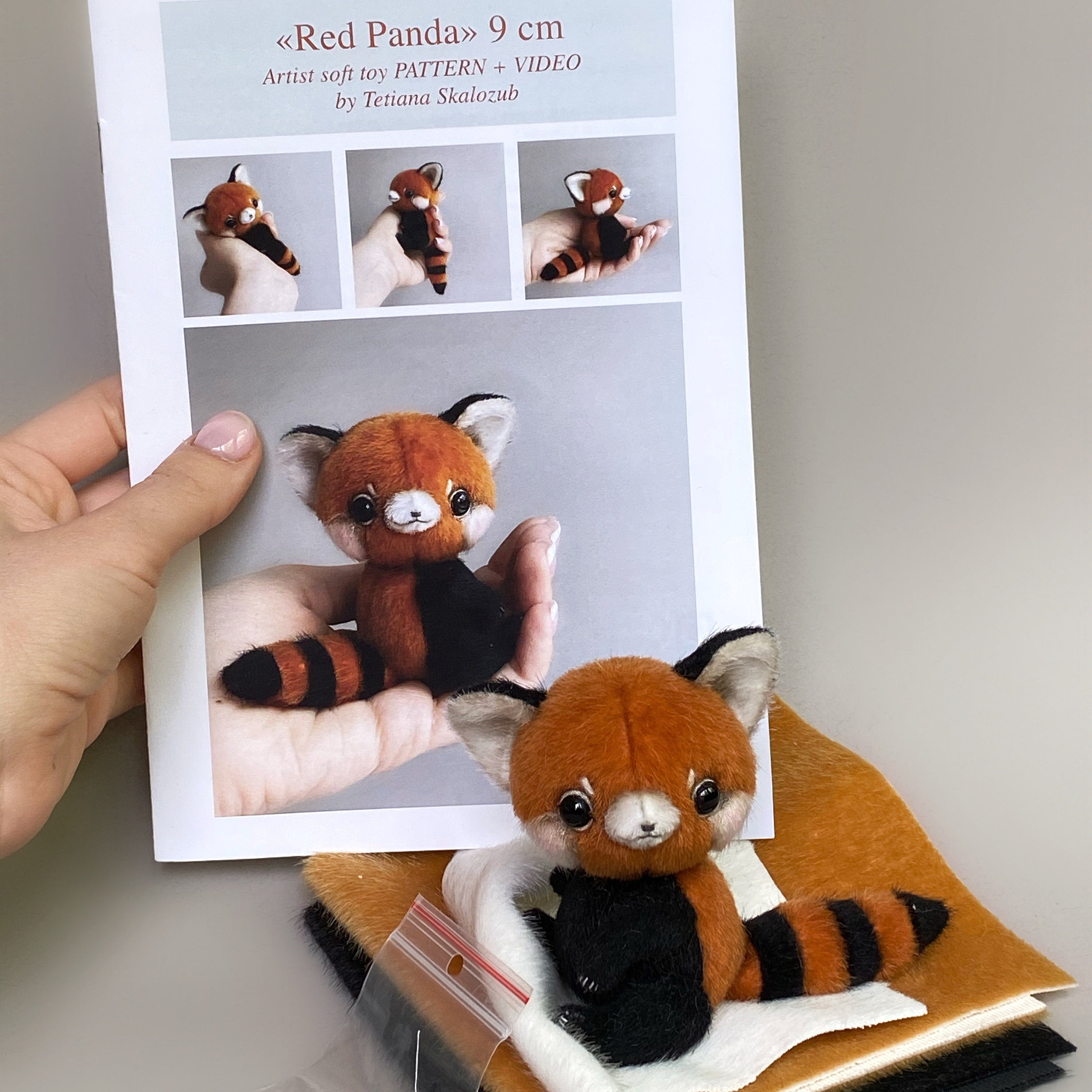 Red Panda - Sewing KIT, red panda pattern, stuffed toy tutorials, soft toy diy, stuffed animal pattern, christmas toys felt, by TSminibears