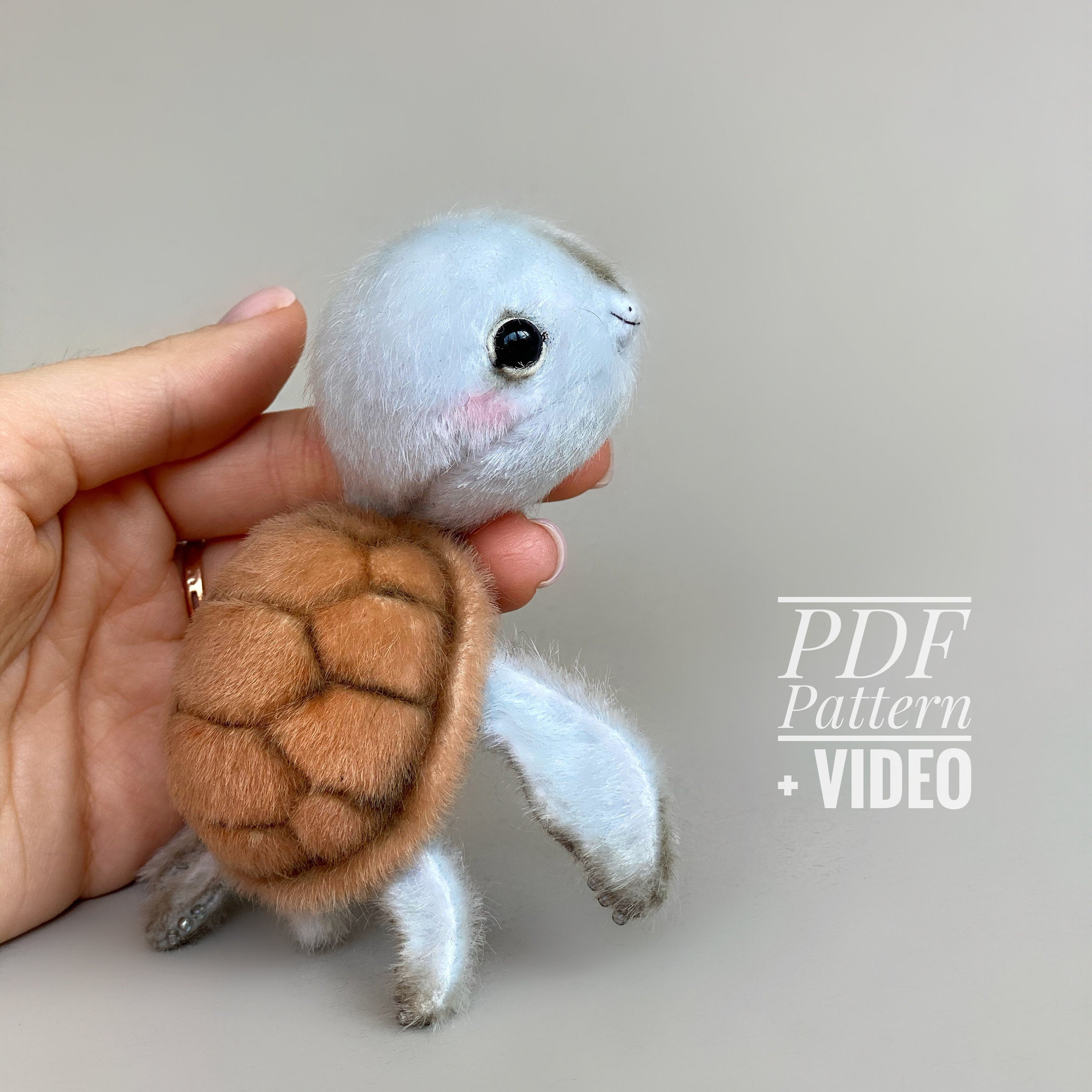 Turtle tortoise PDF sewing pattern Video tutorial DIY stuffed toy pattern DIY toy kids toy pattern easy to sew for beginners TSminibears