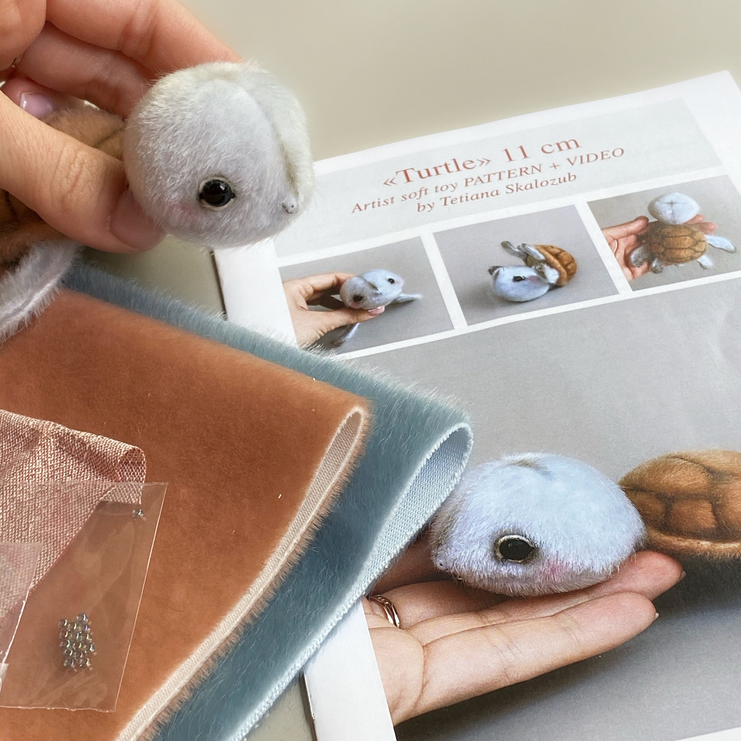 Turtle - Sewing KIT, Tortoise pattern, stuffed toy tutorials, soft toy diy, stuffed animal pattern, craft kit for adults TSminibears