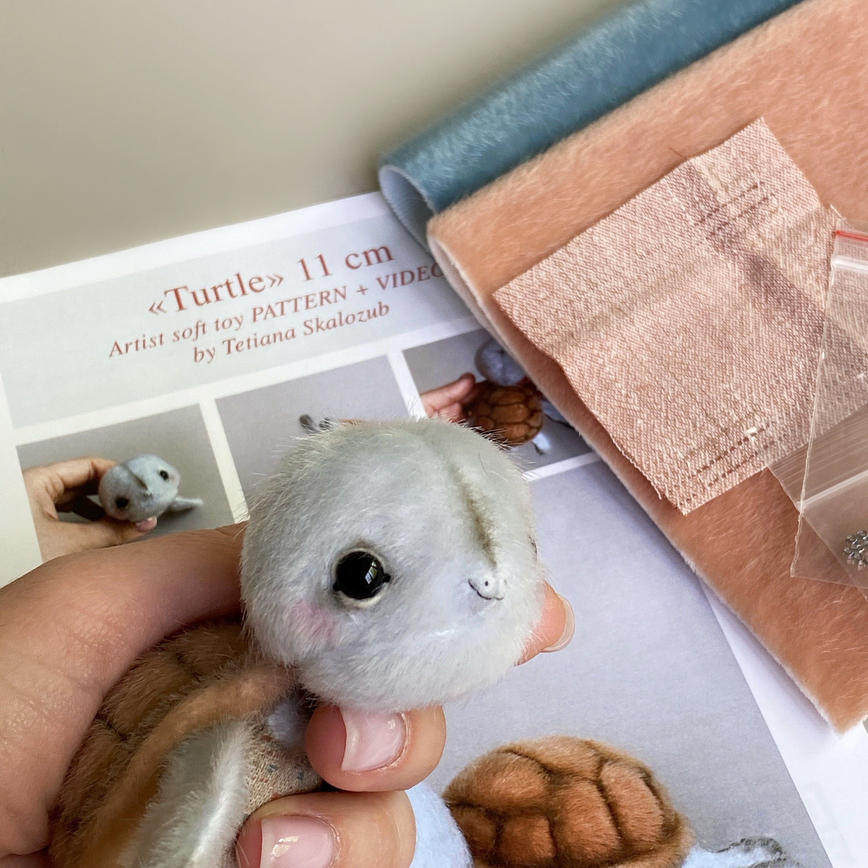 Turtle - Sewing KIT, Tortoise pattern, stuffed toy tutorials, soft toy diy, stuffed animal pattern, craft kit for adults TSminibears