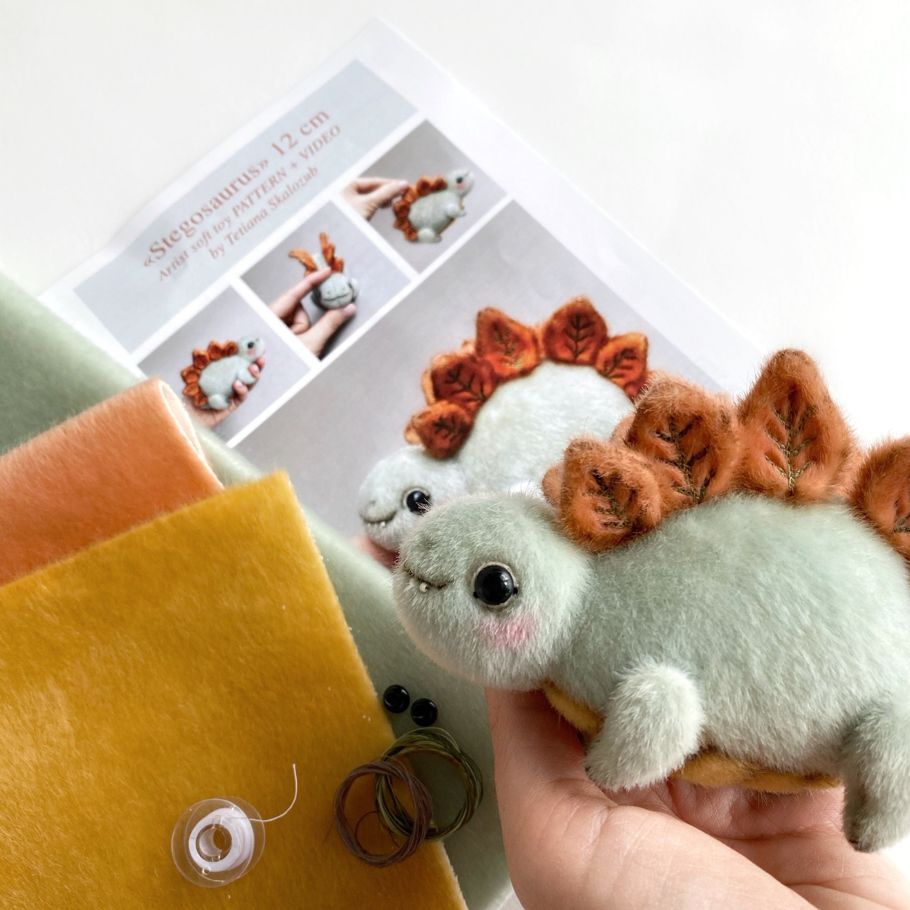 Stegosaurus - Sewing KIT, sew your own toy, Video tutorial DIY stuffed toy pattern,