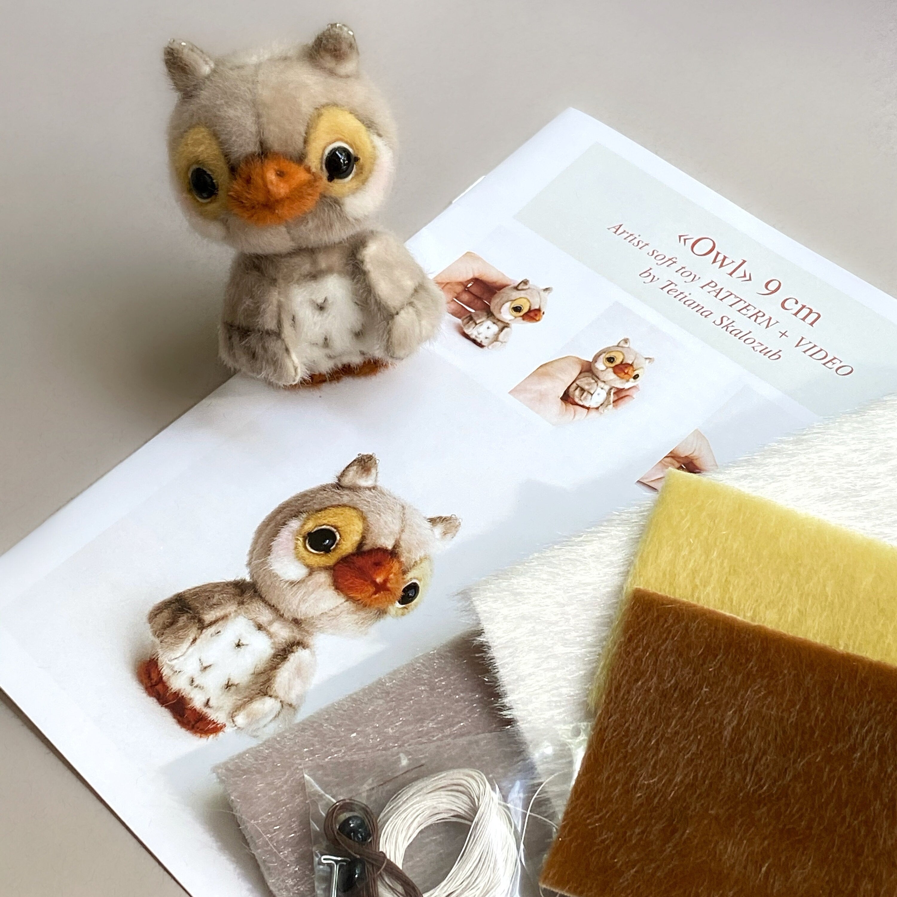 Owl - Sewing KIT, stuffed toy bird diy, gift for creative person, sewing pattern, how to make a toy, Christmas toy on the tree