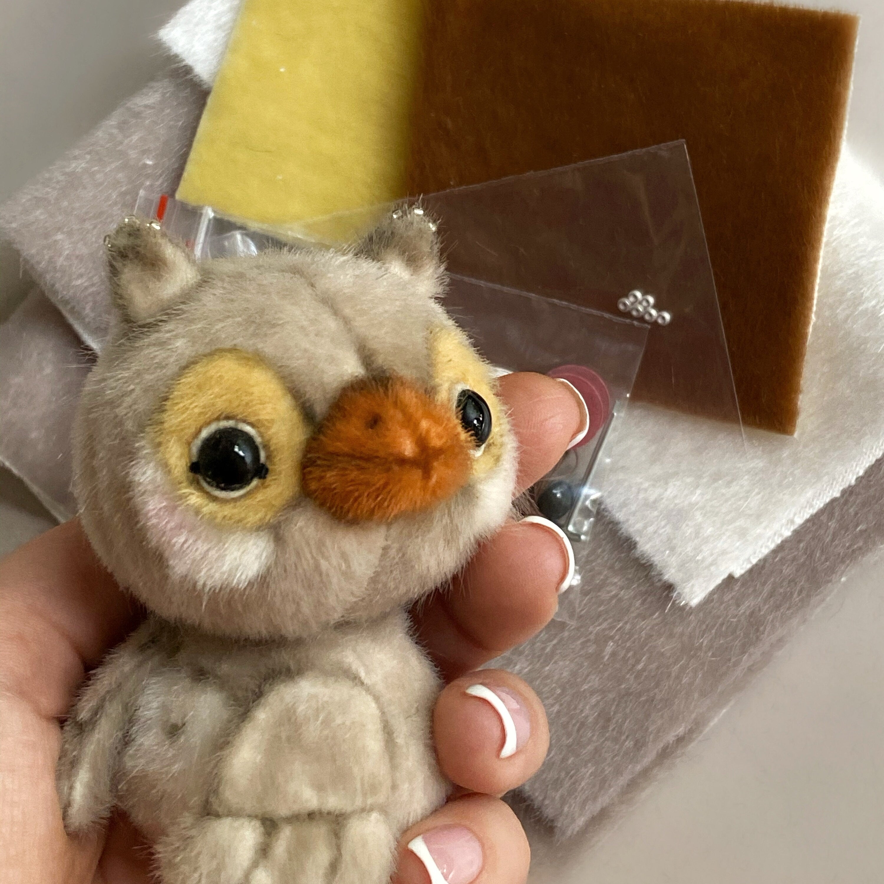 Owl - Sewing KIT, stuffed toy bird diy, gift for creative person, sewing pattern, how to make a toy, Christmas toy on the tree