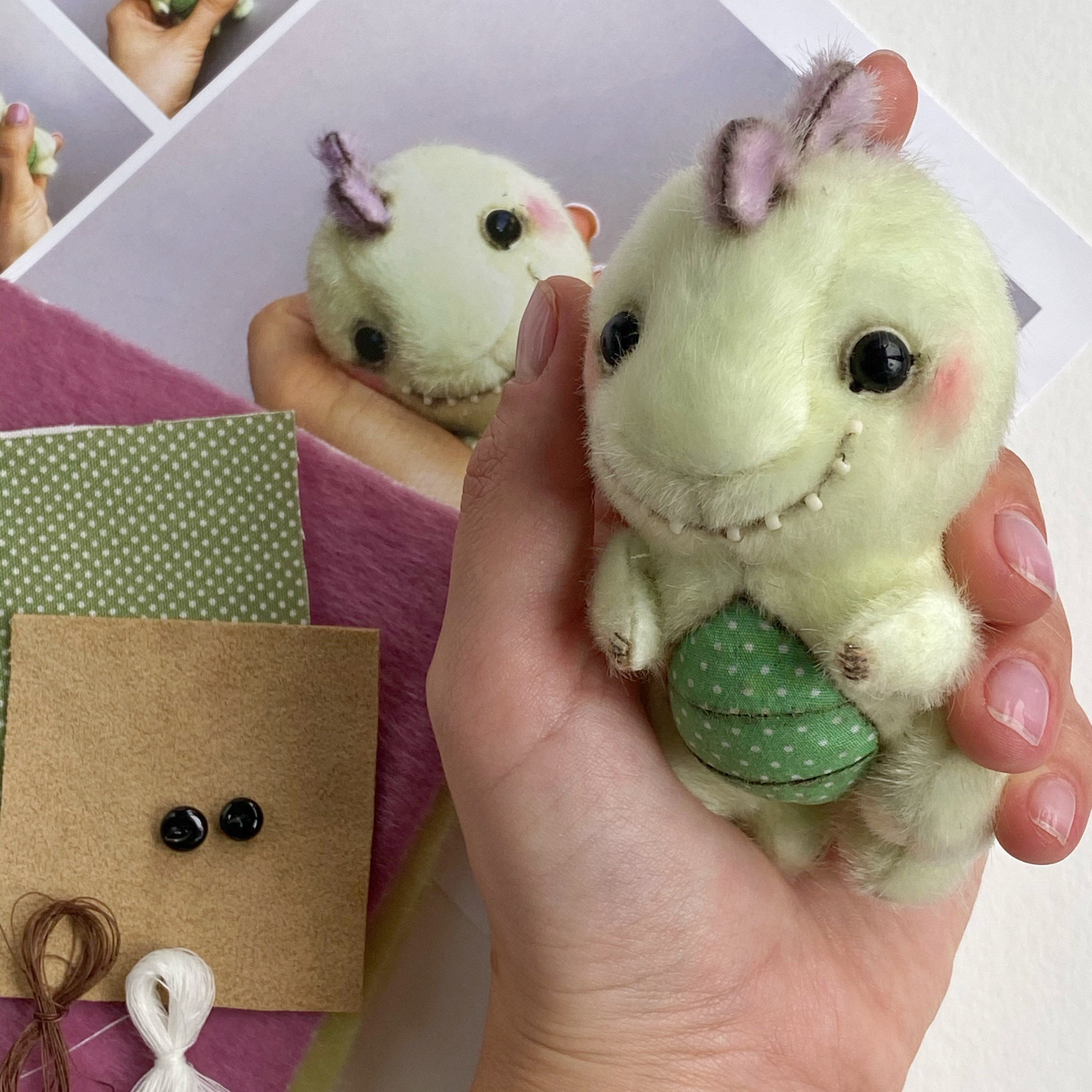 TRex dinosaur - Sewing KIT, Video tutorial DIY stuffed toy pattern, Xmas gift, Christmas tree decoration, softie plushie craft kit for adult