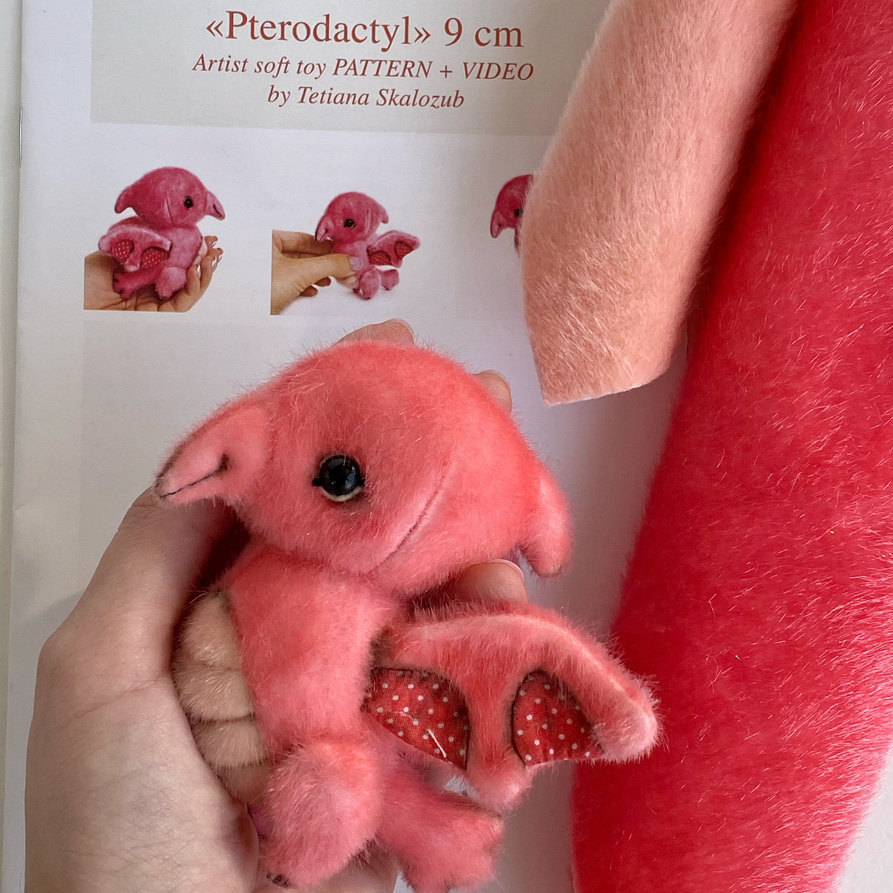 Pterodactyl dinosaur - Sewing KIT, Video tutorial DIY stuffed toy pattern, Christmas tree decoration, softie plushie craft kit for adult