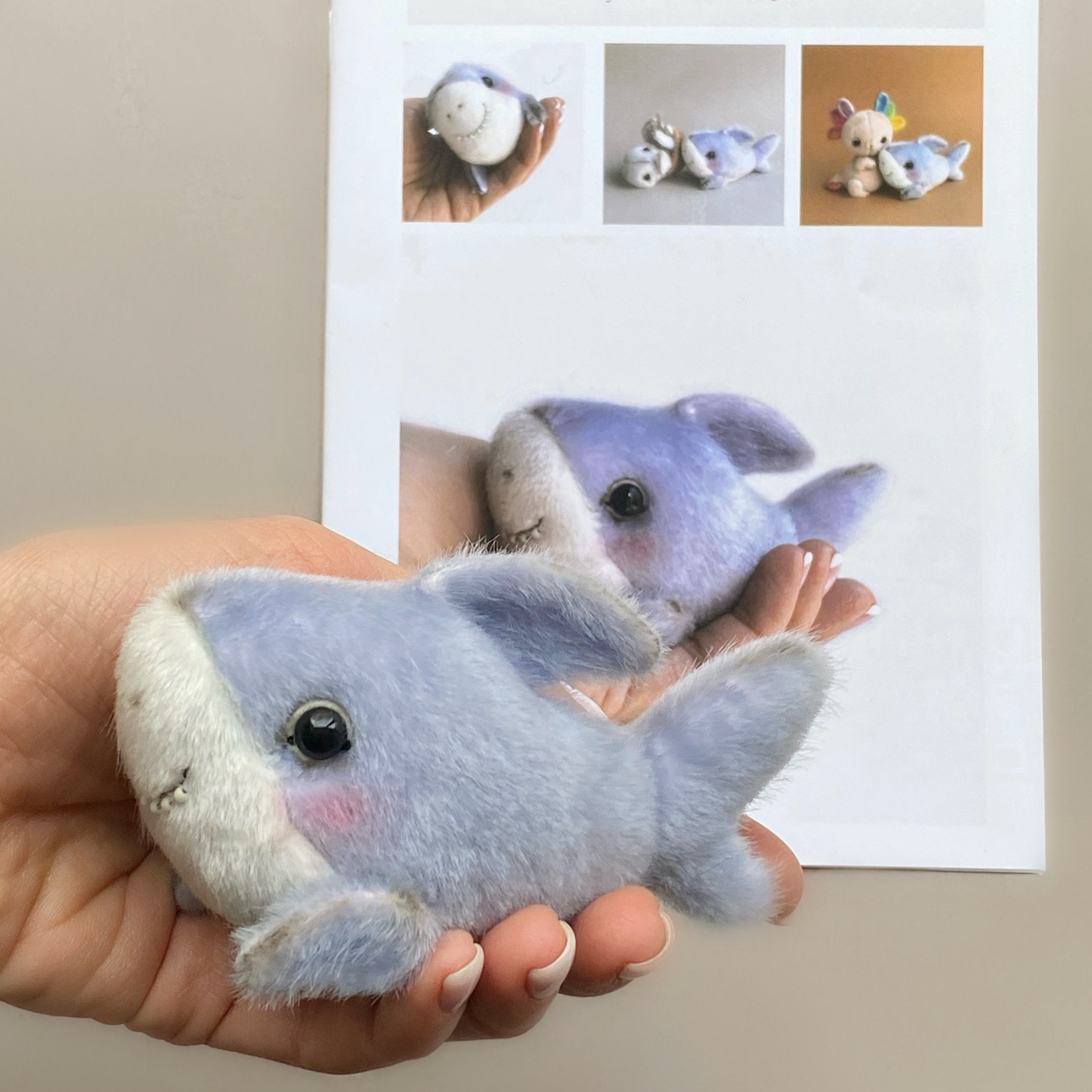 Shark - Sewing KIT, artist pattern, stuffed toy tutorials, sea animal, whale, dolphin soft toy diy craft kit for adults TSminibears