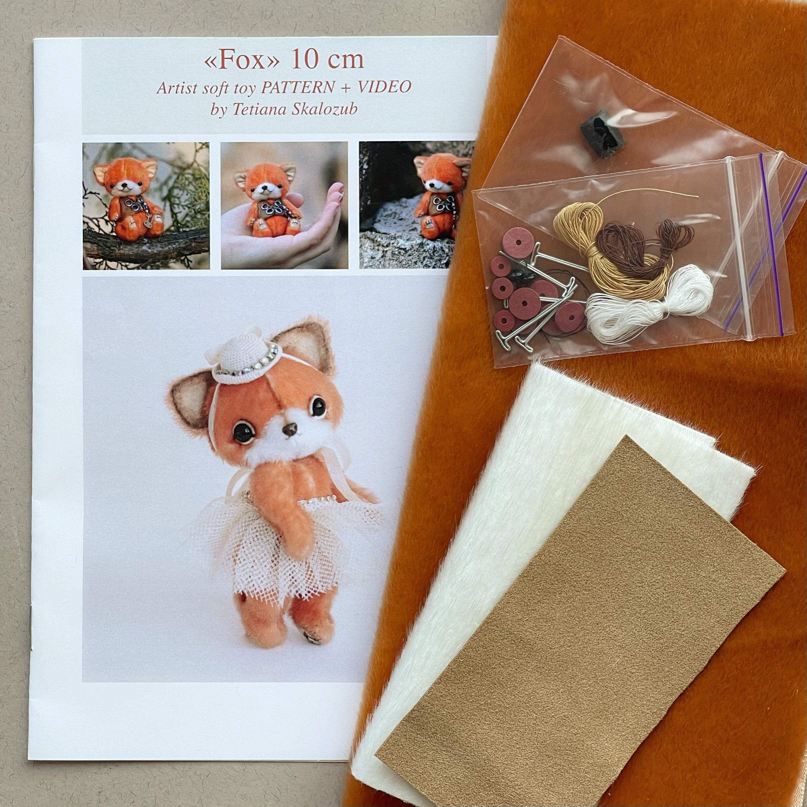 Zorro - DIY KIT toy Mini fox sewing KIT, step-by-step tutorials, mini toy pattern, stuffed animals pattern, soft toy sewing kit pattern