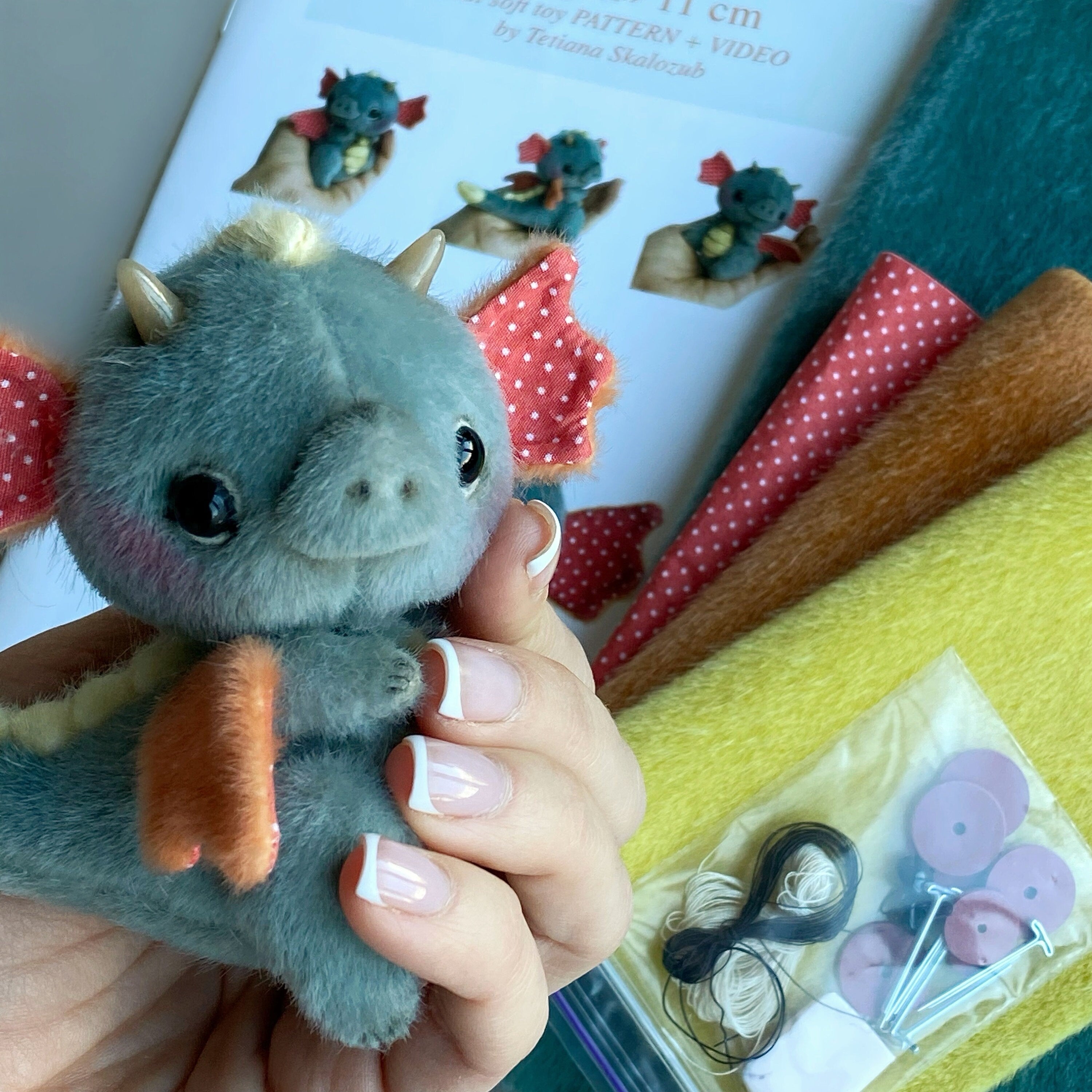 Dragon - Sewing KIT, artist pattern, stuffed toy tutorials, soft animal, soft toy diy craft kit for adults Bestseller TSminibears