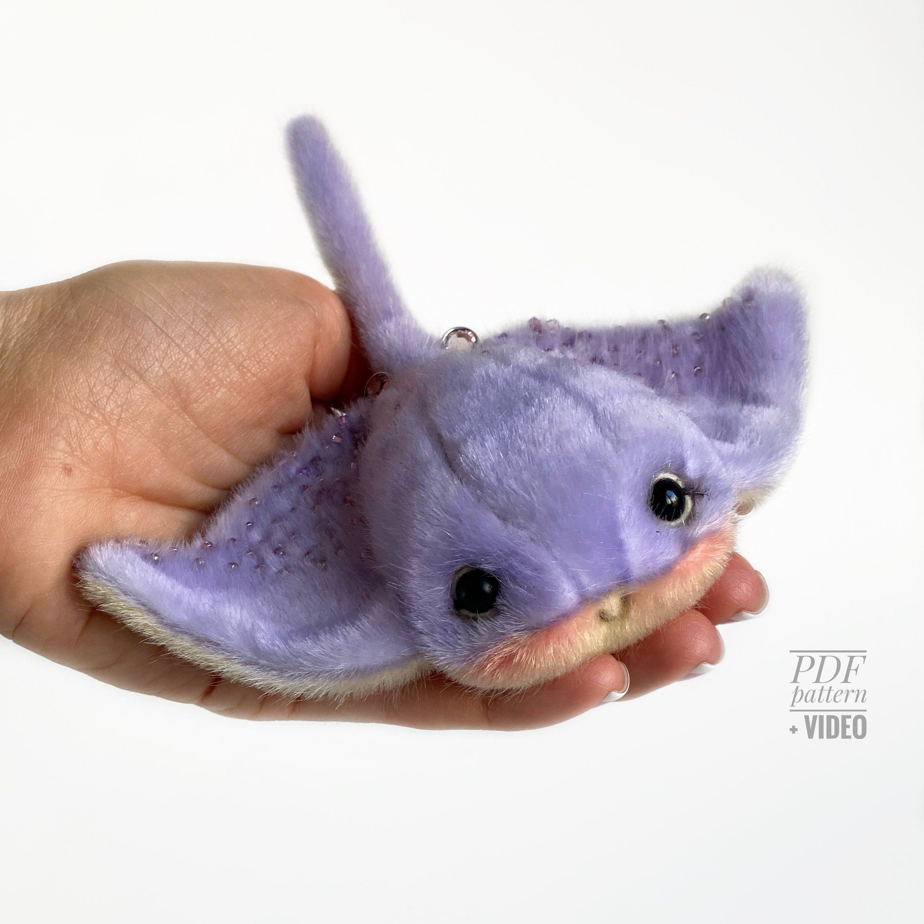 4 in 1 PATTERN Ocean Sea animals 2 Axolotl Seahorse Sting Ray Octopus PDF sewing patterns Video tutorial DIY stuffed toy kids easy to sew