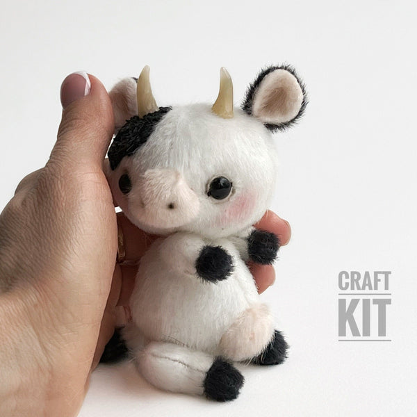 Cow bull - Sewing KIT, artist pattern, stuffed toy tutorials, softie animal, soft toy diy craft kit for adults Bestseller TSminibears